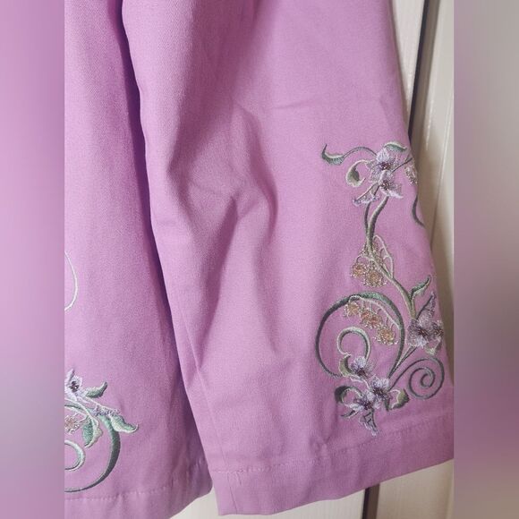 Quacker Factory XL Shell Pink Pearly Floral Embellished Zip Front Women Jacket - Picture 8 of 12